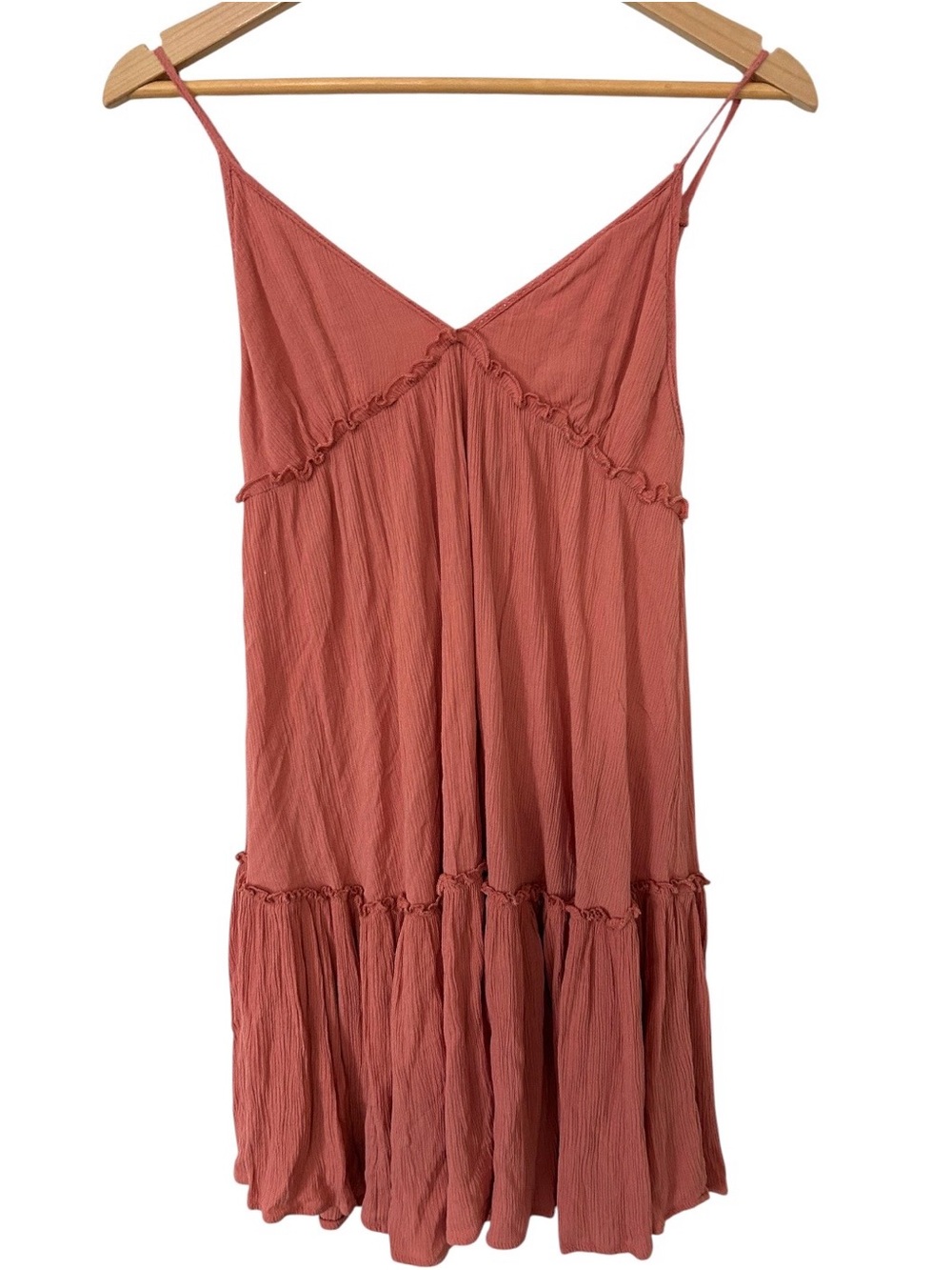 Wild Fable Babydoll Mini Dress Tiered Coral Tie Back Women’s Small